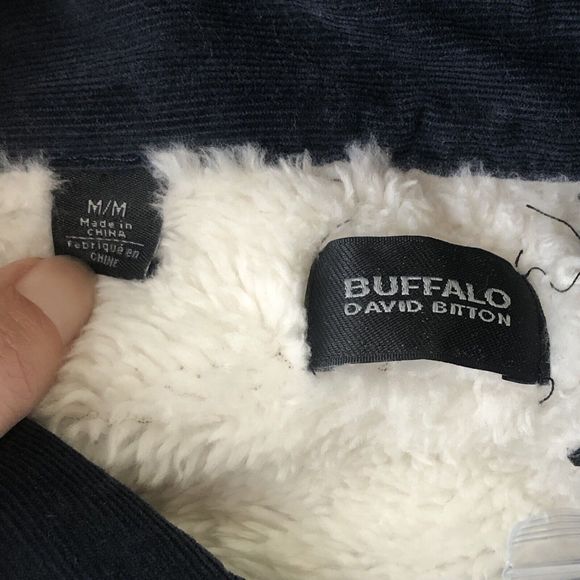 David Bitton Buffalo Brown Plaid Flannel Button Up Shacket Mens Medium Fleece - Picture 8 of 13